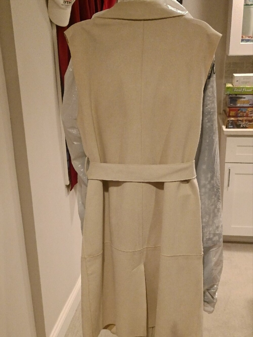 Zara Beige Sleeveless Trench Vest with Black Label - Picture 4 of 6